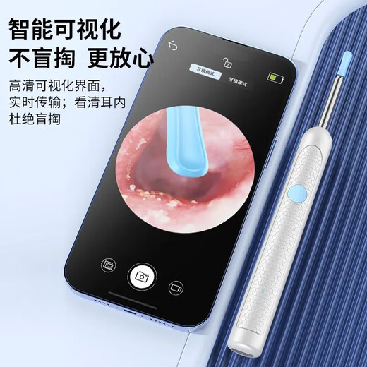 Shantou Lincun Wholesale Cross-Border New Visible Ear Picking Spoon Ultra HD Ear Picking Smart Endoscope Tool Luminous Ear Picking Stick Black Standard Edition + 9-piece Set