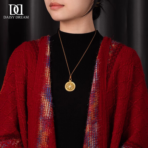 DAISY DREAM gold pendant lanyard eight treasures compass necklace rope unisex clavicle chain accessories pendant neck chain accessories 60cm brown pendant lanyard