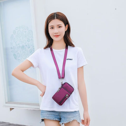 Chaosihui 2025 new mobile phone bag women's cross-body mini small bag 7-inch mobile phone bag universal halter neck wrist coin purse black 4 zippers - large cross-body + arm