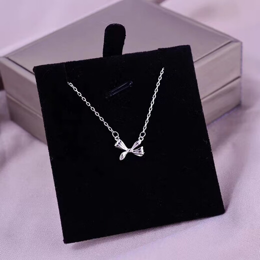 S999 sterling silver bow necklace for women, versatile, light luxury, niche design, clavicle chain style, Chinese Valentine's Day gift for girlfriend 1071DZ-Platinum-s999 pure silver