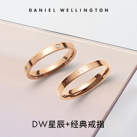 Daniel Wellington (DanielWellington) dw ring for women, classic rose gold couple ring, birthday gift for girlfriend, boyfriend, classic + star rose gold, contact customer service for notes