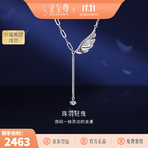 Jinzhizun (3DG Jewelery) platinum necklace Jingyu light diarrhea hollow feather PT950 chain set as a birthday gift for girlfriend Price: gold weight 3.81 grams (including labor costs 414 yuan)