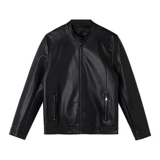 Falling Spring and Autumn Korean Style Stand Collar Leather Jacket Men's Light Mature Style Short Trendy Motorcycle PU Leather Jacket Black 3XL