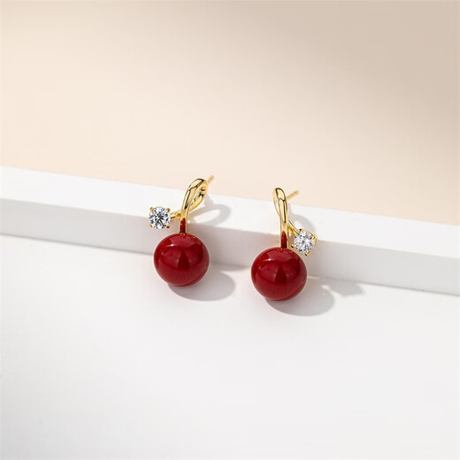 Yalundi red earrings, feminine silver earrings, 2025 new hot style, niche design, high-end, unique and exquisite