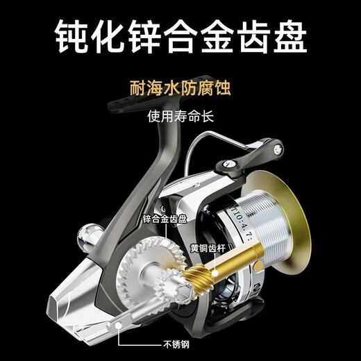Anchor fishing wheel long-distance casting special spinning wheel without gap sea rod anchor rod sea fishing all-metal line cup 10000 type fish wheel long-distance casting wheel TH silver 12000