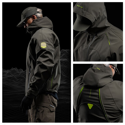 Monster Guardians Sports Jacket Men's Autumn and Winter Warm, Windproof and Water-Repellent Loose Fit Outdoor Jacket Brownish-Green M