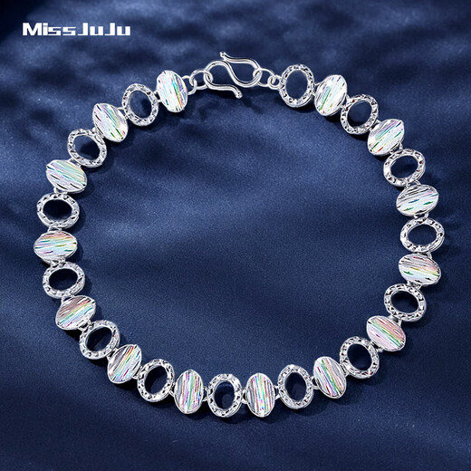 Miss JuJu pt950 platinum colorful shell bracelet for women, fashionable platinum colorful light luxury hand jewelry, weight 10.28 grams, length 16.5cm, width 7mm