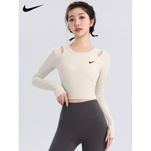 Nike (NIKE) sports tops women's fitness running yoga long sleeves with chest pads tight slimming Pilates training clothes official flagship blue S recommended 85-95Jin Jin equals 0.5 kg