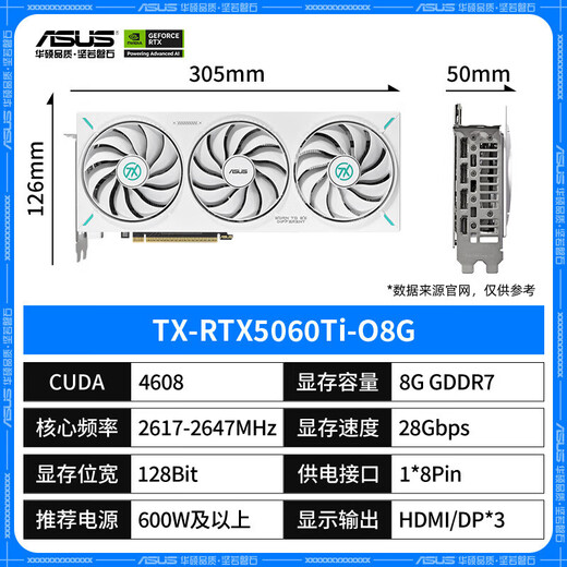 ASUS RTX5050 5060 5060Ti OC 8G/16G graphics card Hatsune/Tianxuan/Snow Leopard/Master/TUF E-sports AI design rendering game desktop independent graphics card TX RTX5060Ti O8G Tianxuan