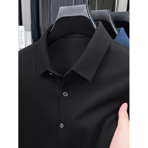 CEO Yageo Men's Cashmere Long Sleeve Shirt High-end Business Casual Daddy's New Wrinkle Anti-Wrinkle Shirt Style Six G15833 Clam Blue S 165/88A