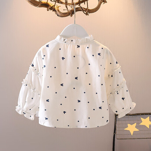 Cotton Era Cotton Era Girls' Shirt Long Sleeve Top 2025 New Printed Baby Girl Autumn Clothes Children's Shirt Width White 110 cm