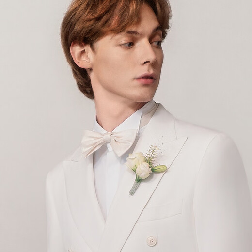 Guillaume de Mons haute couture craftsmanship including cashmere wool suit suit for men white suit for groom and wedding dress for man Han jade white top + trousers 52