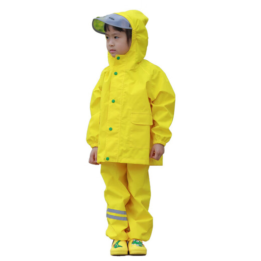 She and other children's raincoat overalls rain pants one-piece Anji play clothes dual-purpose waterproof full body boys and girls kindergarten suit 901 sky blue (bib overalls + top) XL