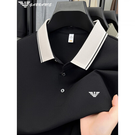 Armani Armani spring and autumn new lapel POLO shirt men's casual fashion versatile long-sleeved thin T-shirt high-end free 25612 gold tea brown 3XL 56 (suitable for weight 170-190Jin Jin equals 0.5 kg)