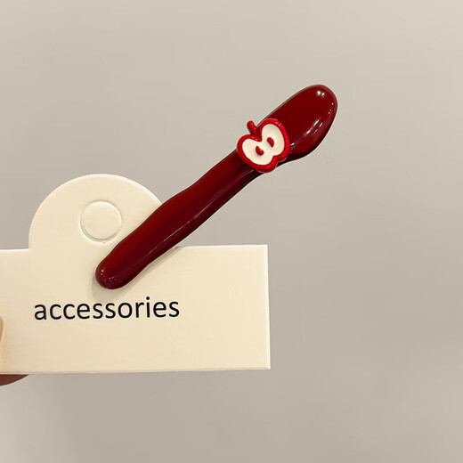Anchor red apple hair clip for women's forehead side bangs clip for seamless broken hair duckbill one-word clip hair clip hair accessory burgundy apple bangs clip - front + back