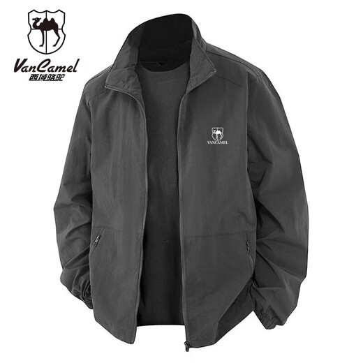 Western Camel (VANCAMEL) Jacket Men's Spring and Autumn Outdoor Sports Stand-up Collar Top Loose Long-Sleeved Jacket Khaki L