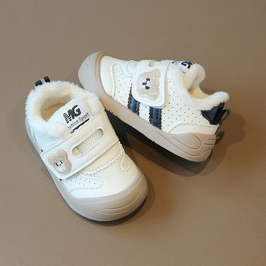 Tyrannis Yangma recommends toddler shoes, boys' autumn and winter velvet shoes 0 1-2 year old children's non-slip soft-soled shoes, black 17_inner length 12.5cm