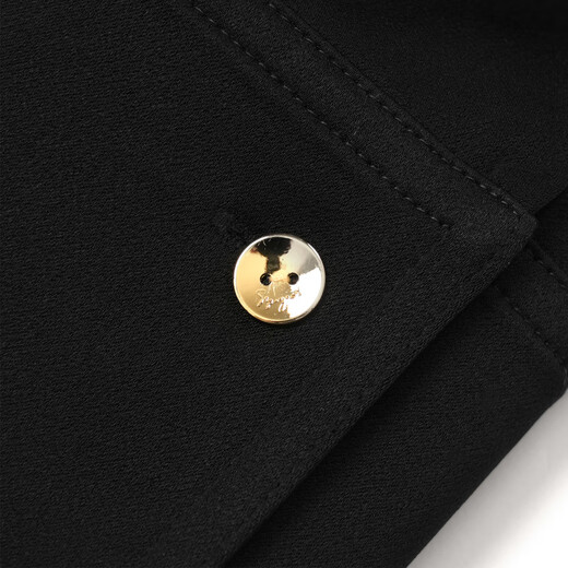 SIQIYOUNG tassel scarf design acetate irregular swing collar French long-sleeved high-end shirt black S