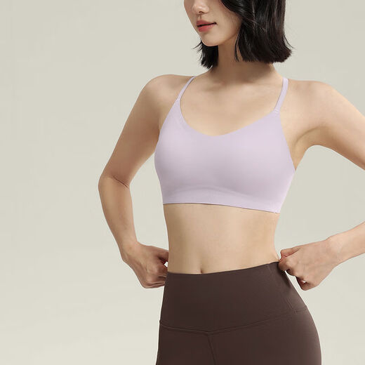 Mask cup low-intensity sports bra one-cup breathable vest yoga Pilates push-up fitness bra rock gray purple M M