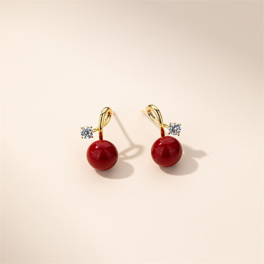 Yalundi red earrings, feminine silver earrings, 2025 new hot style, niche design, high-end, unique and exquisite