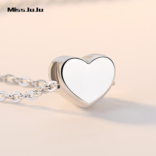 Miss JuJu pt950 platinum love pendant for women, fashionable platinum heart-shaped necklace for wife, single pendant 0.8-1.0g + delivery silver chain