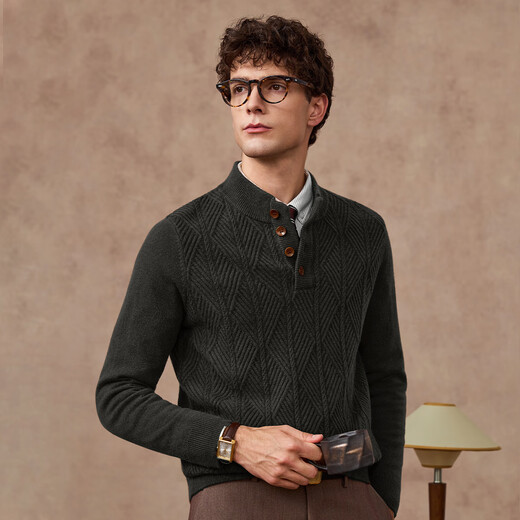 Judger 440g heavyweight 100% wool Judger men's pure wool sweater 2025 autumn and winter half-high Henry neck sweater