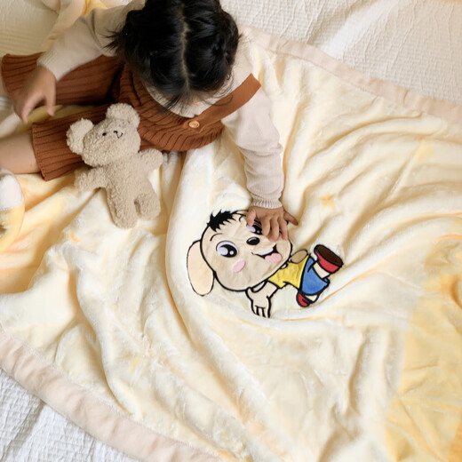 Guhe Children's Blanket Kindergarten Nap Winter Thickened Baby Double-layer Baby Cover Blanket Small Coral Velvet Cloud Blanket Premium Doll Bear-Coffee Color Appliqué 110cm*140cm Double-layer Thickened Cloud 2.8Jin Jin equals 0.5kg