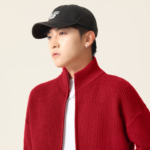 Jeanswest American small stand-up collar double zipper cardigan sweater for men 2026 spring design solid color top knitted jacket dark gray (solid color) 2XL (185) (weight 160-180Jin Jin equals 0.5 kg)