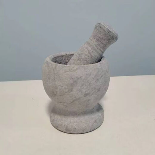 Yongxia stone garlic mortar original stone garlic masher grinding bowl stone mortar household garlic mortar new style bluestone straight style + stone hammer (with anti-splash cover)