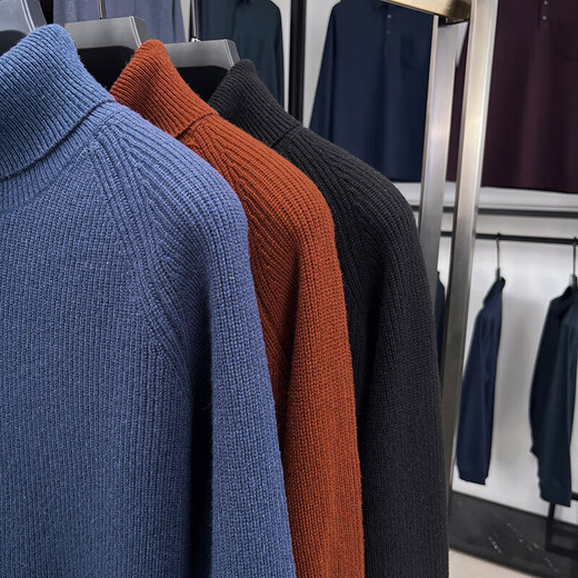 Pure wool turtleneck sweater for men in autumn and winter solid color bottoming shirt thickened warm knitted bottoming shirt for men GOK2027 black 2XL recommended 160-175Jin Jin equals 0.5 kg