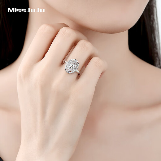 Miss JuJu pt950 platinum pigeon egg ring for women, platinum live adjustable ring gift for girlfriend, weight 3.9-4.1g + blue silk gift box