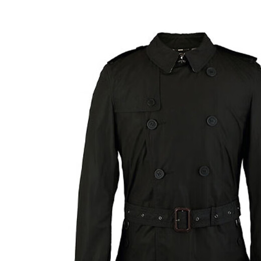BURBERRY solid color lapel double-breasted belted windbreaker men's black black S