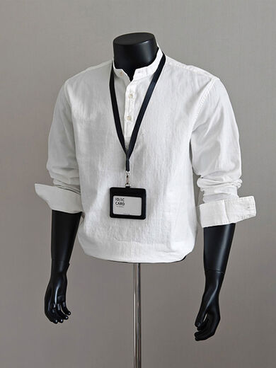 Xiaohongshu's same style black Henry collar long-sleeved shirt for men, autumn old money style polo shirt, American lining, black M