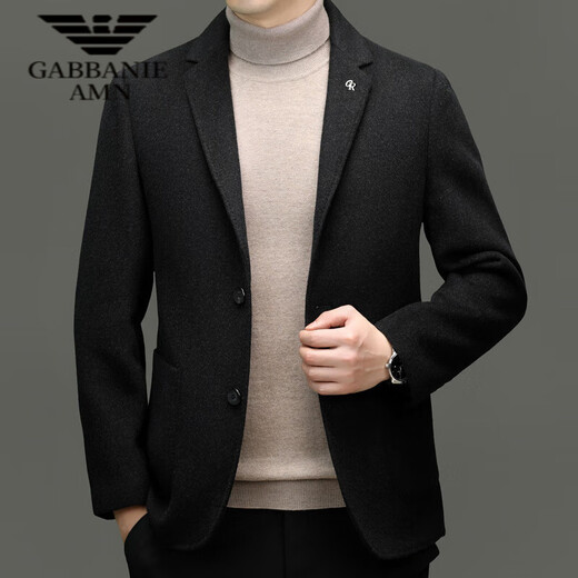 AX Armani autumn and winter thickened wool suit jacket men's business casual woolen single suit jacket down jacket black M 170 90-120Jin Jin equals 0.5 kg
