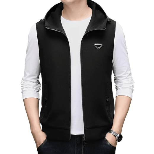 SEVEN 7 Young Men's Light Business Thin Vest Spring and Autumn Sleeveless Suit Waistcoat Black XL 180
