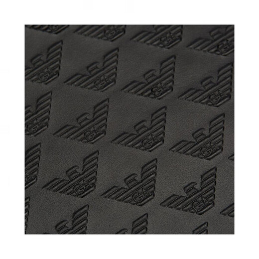 Armani (ARMANI) eagle LOGO embossed short leather wallet men's black black
