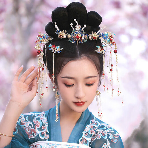 Beimeixing Hanfu hair crown for women with tassels, hairpins, hairpins, top hairpins, ancient-style Ming-made phoenix crowns, full set of costume-style headwear