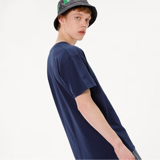 Paul Frank/Big Mouth Monkey Summer Short Sleeve T-shirt Men's Korean Style Simple Solid Color Top Cotton Trend PFCTE192370M Black XXL