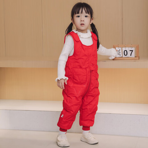Children's overalls for boys and girls in autumn and winter all-in-one velvet cotton pants for babies with open stalls for children and infants thickened outer pants Bean Green 90 Height 75-85cm/weight 25Jin Jin is equal to within 0.5 kg