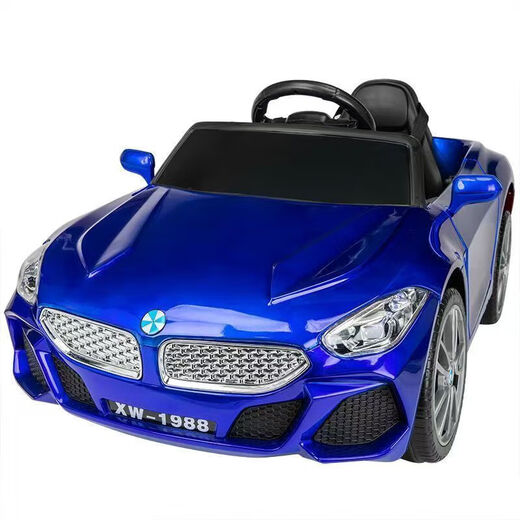 BMW four-wheel children's electric car for boys and girls aged 1-7 years old, which can be sat on and charged with remote control electric toy car, painted red, fully functional + leather seat + EVA tires + large battery