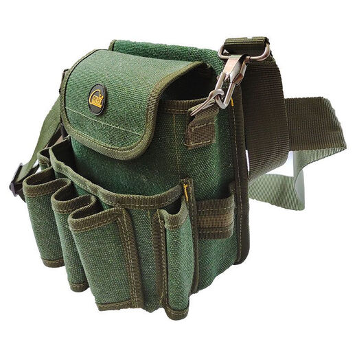 Vinoa Crossbody Reinforced Electrician Tool Bag Canvas Multifunctional Water and Electricity Weak Current Installation Tool Belt Bag Thickened Wear-Resistant and Portable Use Xin03 Military Green Crossbody Enhanced Version (Shoulder Strap + Belt)