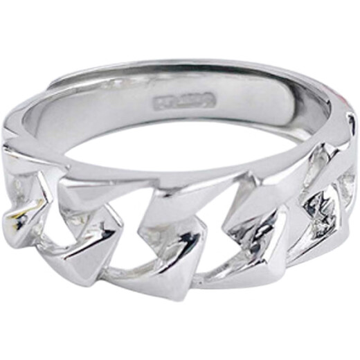 Beijing Gold Trading Center Co., Ltd. Platinum solid live S-shaped chain ring for men, personalized trendy unisex ring, mother and lover's birthday, Mid-Autumn Festival gift Platinum solid live S-shaped chain ring (approximately 7.04g)