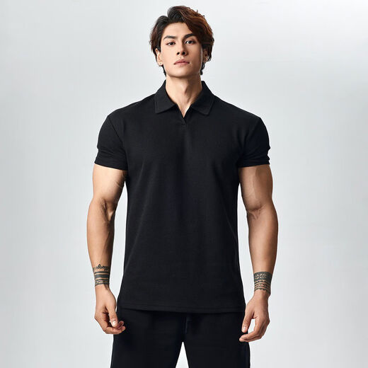 LightWeight new summer style 250g strong cuffs Polo shirt short-sleeved T-shirt men's sports fitness white Henry collar M M115-135Jin Jin is equal to 0.5 kg