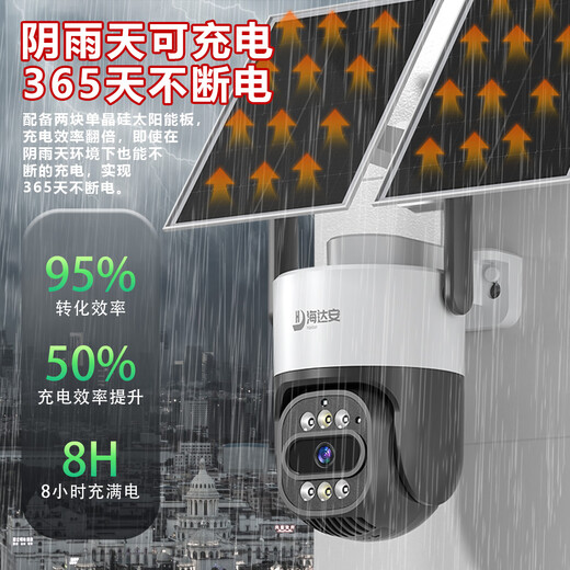 Haidaan 5g solar surveillance camera AOV all-day recording outdoor outdoor monitor no electricity no network no plug-in full color night vision mobile phone remote home 360 degrees no dead angle basic model single solar panel丨lifetime 5G traffic camera + 30 days loop recording memory card