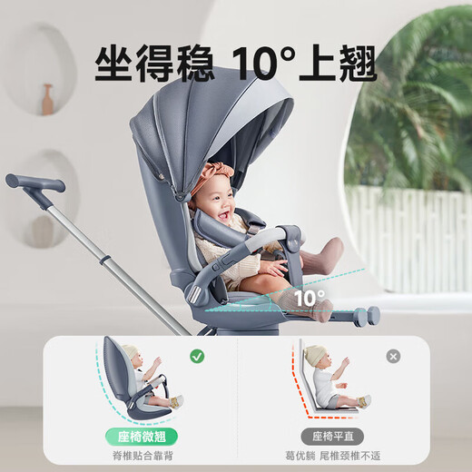 InnoTruth stroller, a baby stroller that can sit and lie down with one click, foldable stroller with high view for 0-3 years old, newborn spine protector-Milka, free mosquito net