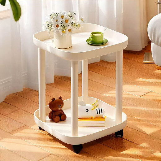 Jingcai coffee table side table bedside table tea table movable trolley storage rack bedside table JCJ28 white