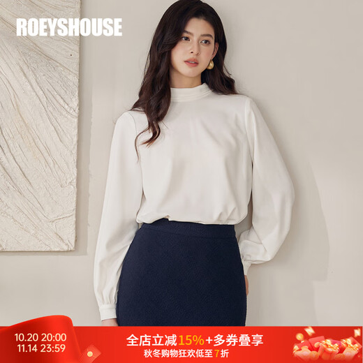 ROEYSHOUSE French off-white lantern sleeve long-sleeved shirt women's winter workplace commuting Kochi slim white shirt 13093 off-white S