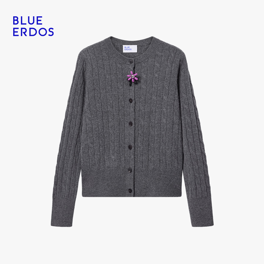 ERDOS round neck cable cardigan for women B256A1006 dark gray 155/76A/XS