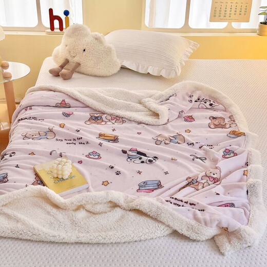 Fantasy A-type three-layer thickened plus plush blanket milk velvet office nap blanket kindergarten blanket autumn and winter blanket Huahuaxiong double-layer thickened high-gram weight milk velvet + lamb's velvet 150*200 single blanket A-type skin-friendly warm can be spread and covered