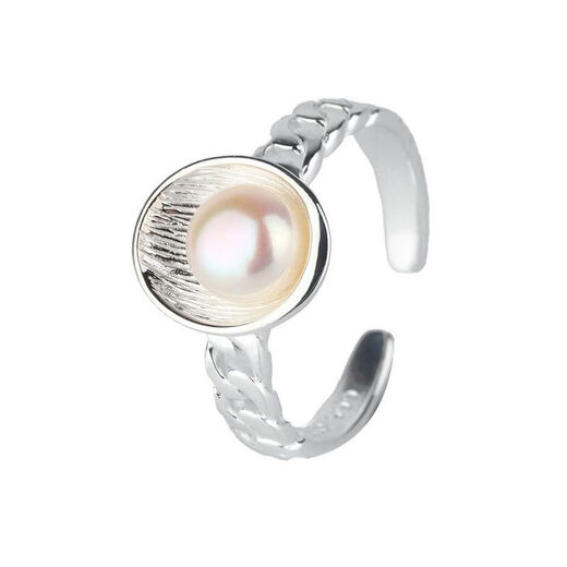 S999 sterling silver oval pearl twist ring for women ins style advanced open adjustable ring Valentine's Day gift s999 sterling silver oval pearl twist ring XYC263 transparent gift box + sterling silver certificate
